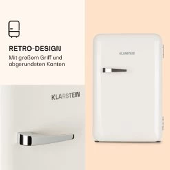 Audrey Retro-Kühlschrank 70 Liter 3 Regale 2 Türfächer Innenbeleuchtung -Klarstein 10039694 de 0003 logo