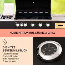 Jersey Outdoor Kitchen Gasgrill Spüle 20,7 KW 5+1 Brenner Mobil 12 Jersey Outdoor Kitchen Gasgrill Spüle 20,7 KW 5+1 Brenner Mobil -Klarstein 10039854 de 0003 usp