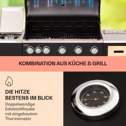 Jersey Outdoor Kitchen Gasgrill 20,7 KW 5+1 Brenner Mobil Regenschutz -Klarstein 10039855 de 0003 usp