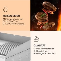 Grillmeile 4400 Elektrogrill Plancha 2x2200W Grillplatte Edelstahl -Klarstein 10039915 de 0005 logo