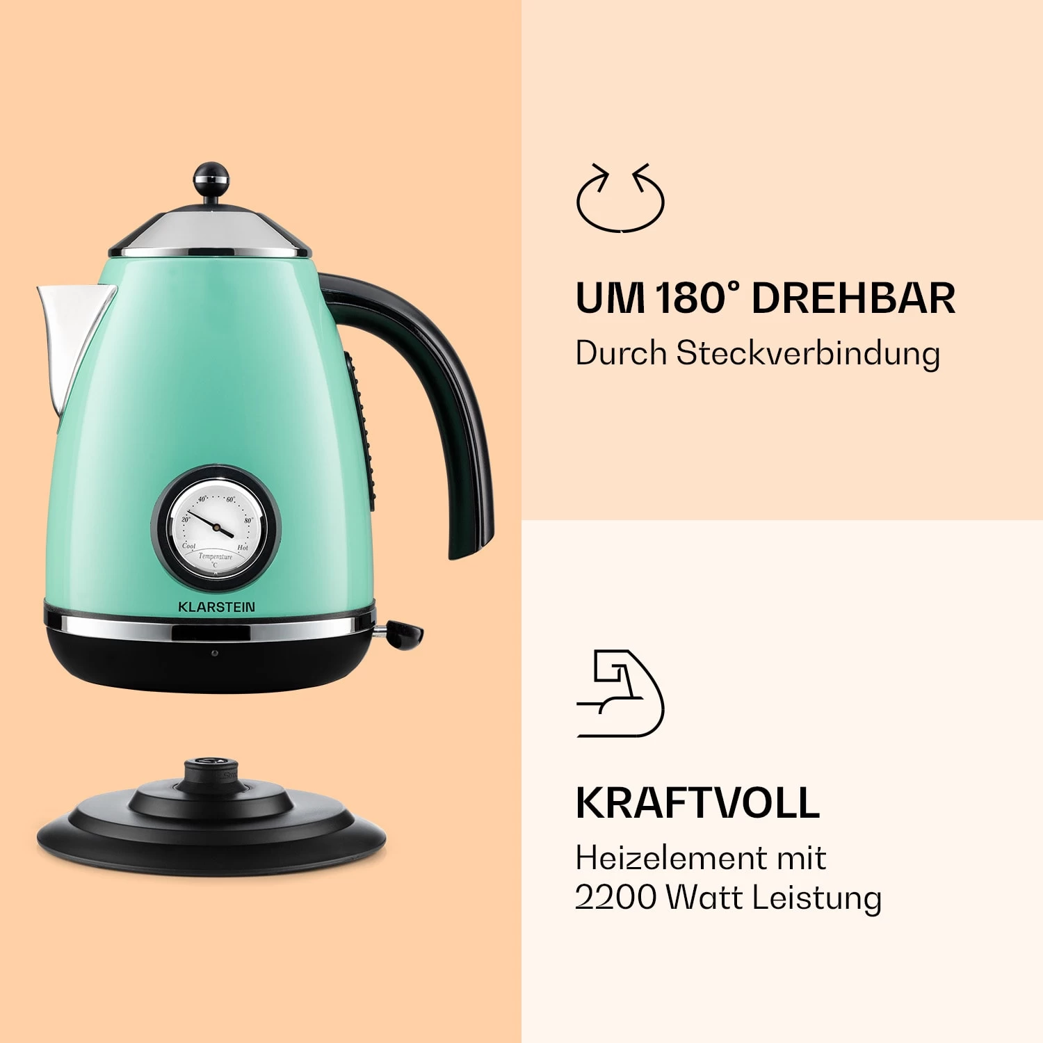 Aquavita Chalet Wasserkocher 1,7 Liter 2200 Watt Temperaturanzeige Edelstahl 5 Aquavita Chalet Wasserkocher 1,7 Liter 2200 Watt Temperaturanzeige Edelstahl – Bild 3