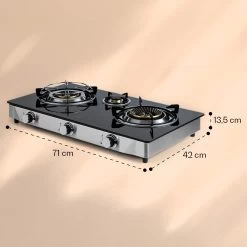 Barzona 3 Campingkocher 3 Brenner 3,4 / 0,75 / 4,3 KW Glas Edelstahl -Klarstein 10040046 yy 0011 dimensions