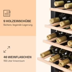 Vinamour 46 Uno Weinkühlschrank 1 Zonen 155 L/46 Fl. 4-18 °C Edelstahl -Klarstein 10040059 de 0004 logo