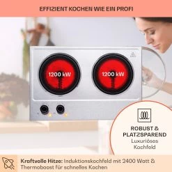 Ramsey Doppel-Kochfeld 2400W 11 Leistungsstufen Glaskeramik 13 Ramsey Doppel-Kochfeld 2400W 11 Leistungsstufen Glaskeramik -Klarstein 10040070 de 0003 usp