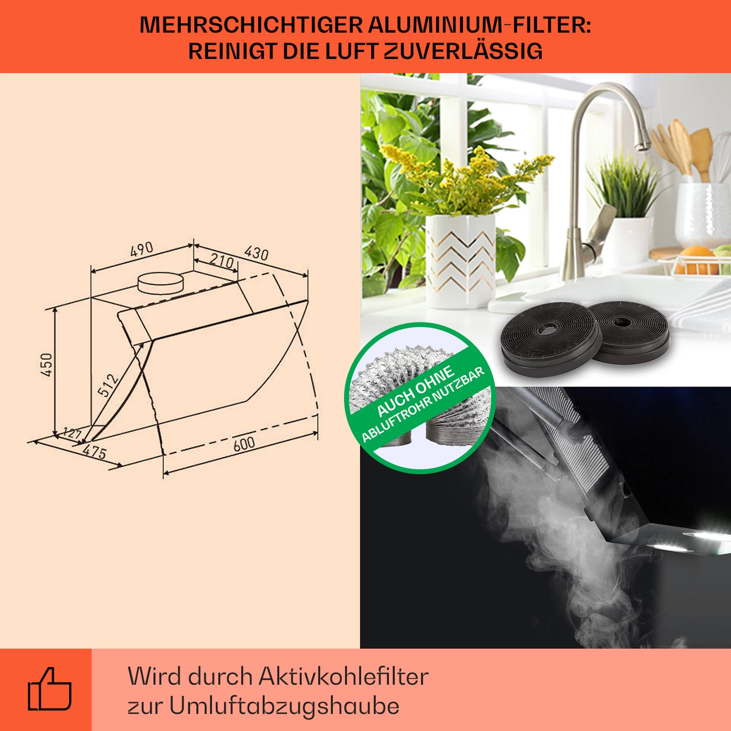 Clara 60 Dunstabzugshaube Glas 509 M³/h Touch Ambiente-Licht 7 Clara 60 Dunstabzugshaube Glas 509 M³/h Touch Ambiente-Licht – Bild 5