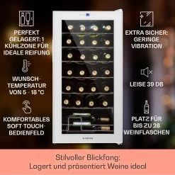 Shiraz 28 Uno Weinkühlschrank 74l 28Fl Touch-Bedienfeld 5-18°C -Klarstein 10040218 de 0002 usp