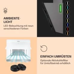 Aurora 60 Smart Dunstabzugshaube 550 M³/h 60cm Kopffrei Ambiente-Licht EEC A++ -Klarstein 10040235 de 0005 logo