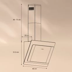 Aurora 60 Smart Dunstabzugshaube 550 M³/h 60cm Kopffrei Ambiente-Licht EEC A++ -Klarstein 10040235 yy 0007 dimensions