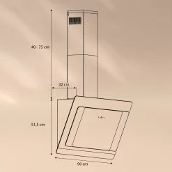 Aurora 90 Smart Dunstabzugshaube 550 M³/h 90cm Kopffrei Ambiente-Licht EEC A++ -Klarstein 10040237 yy 0007 dimensions