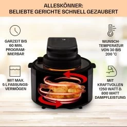 Vendure Heißluftfritteuse Mit Dampffunktion 1250W 5 Liter 6 Programme -Klarstein 10040278 de 0003 usp