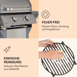 Lucifer 2 Gasgrill 2 X 3,6 KW Brenner 45x45cm Grill Edelstahl Mobil -Klarstein 10040279 de 0007 logo