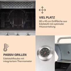 Lucifer 3 Gasgrill 3 X 3,6 KW Brenner 60x45cm Grill Edelstahl Mobil -Klarstein 10040280 de 0004 logo