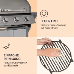 Lucifer 3 Gasgrill 3 X 3,6 KW Brenner 60x45cm Grill Edelstahl Mobil -Klarstein 10040280 de 0007 logo