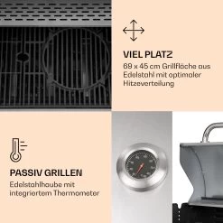 Lucifer 4 Gasgrill 4 X 3,6 KW Brenner 69x45cm Grill Edelstahl Mobil -Klarstein 10040281 de 0004 logo