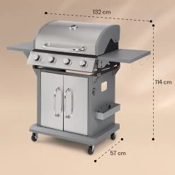 Lucifer 4 Gasgrill 4 X 3,6 KW Brenner 69x45cm Grill Edelstahl Mobil -Klarstein 10040281 yy 0008 dimensions