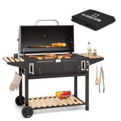 Klarstein 31 Aberdeen Double Holzkohlegrill Smoker Thermometer 2 Seitentische Mobil