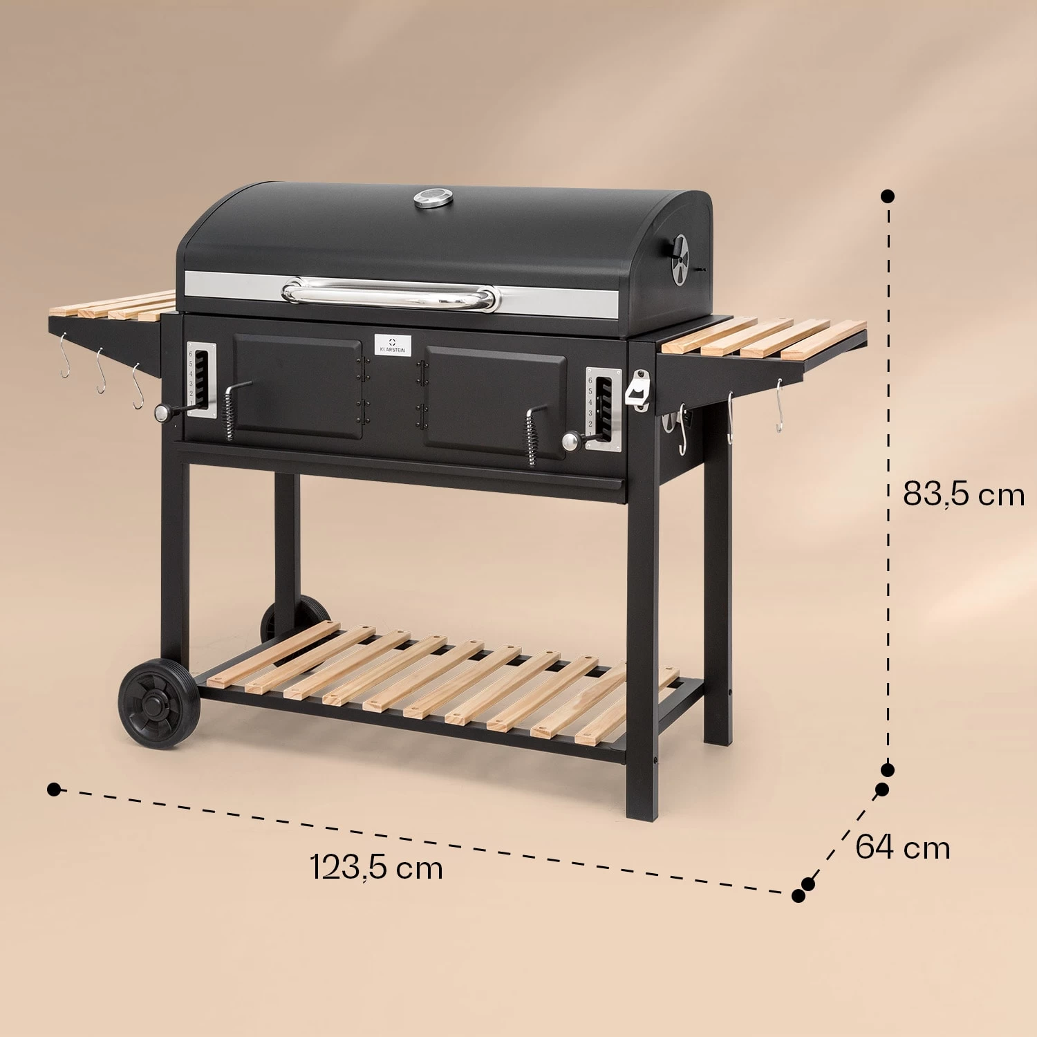 Aberdeen Double Holzkohlegrill Smoker Thermometer 2 Seitentische Mobil 11 Aberdeen Double Holzkohlegrill Smoker Thermometer 2 Seitentische Mobil – Bild 9