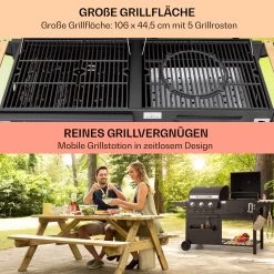 Aberdeen Kombi-Grill Gas Kohle Smoker Thermometer 2 Seitentische Mobil 14 Aberdeen Kombi-Grill Gas Kohle Smoker Thermometer 2 Seitentische Mobil -Klarstein 10040294 de 0004 usp
