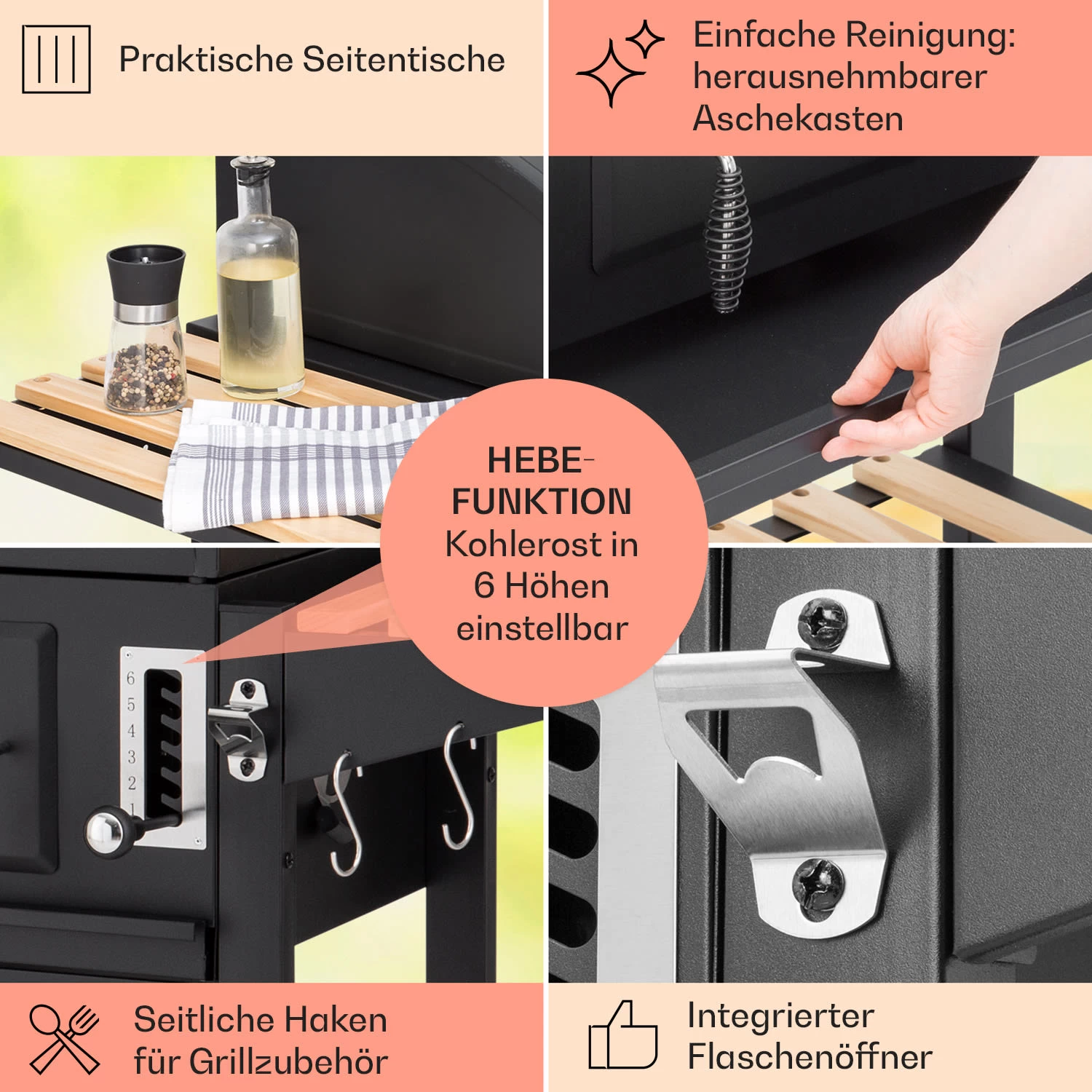 Aberdeen Kombi-Grill Gas Kohle Smoker Thermometer 2 Seitentische Mobil 8 Aberdeen Kombi-Grill Gas Kohle Smoker Thermometer 2 Seitentische Mobil – Bild 6