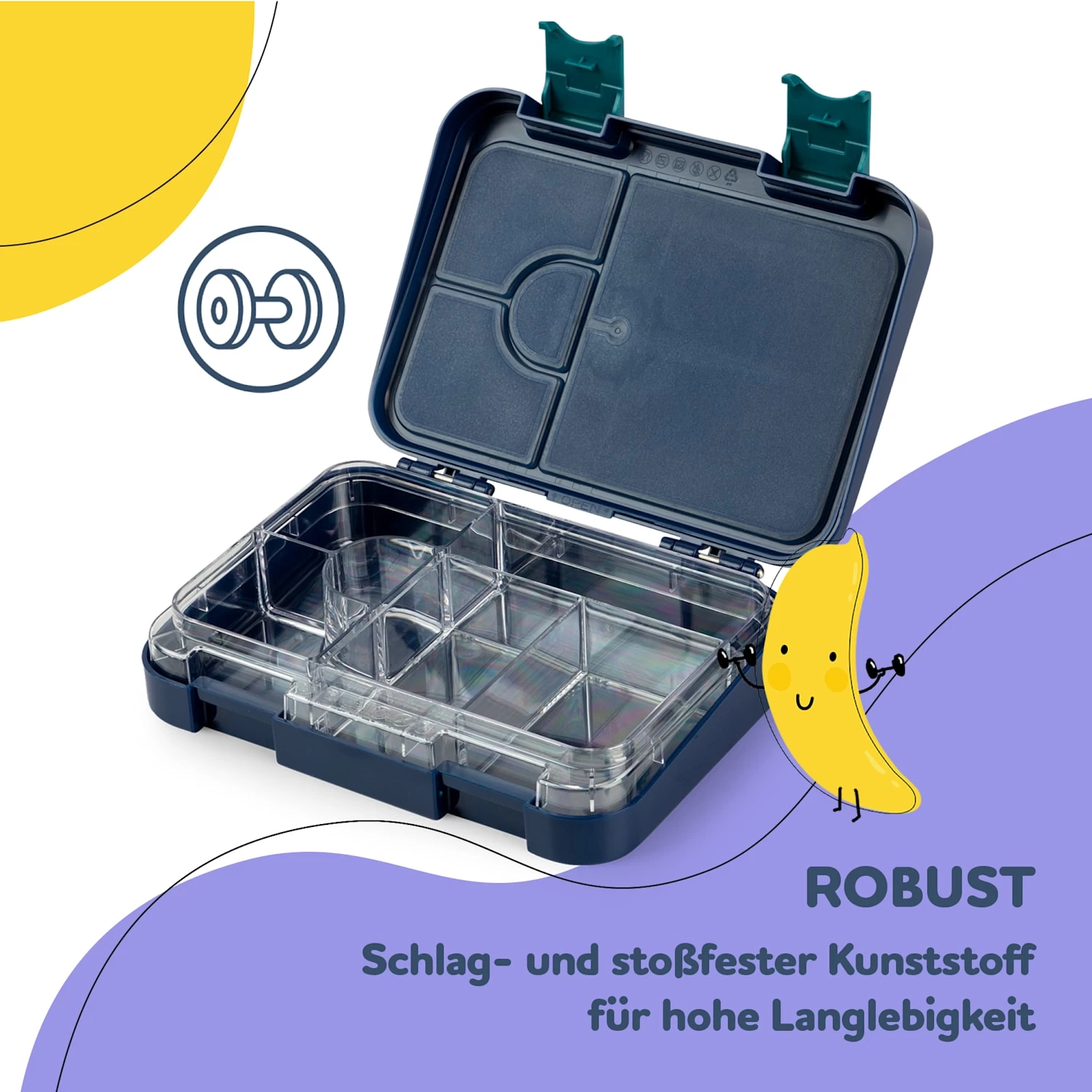 Junior Lunchbox 6 Fächer 21,3 X 15 X 4,5 Cm (BxHxT) BPA-frei 8 Junior Lunchbox 6 Fächer 21,3 X 15 X 4,5 Cm (BxHxT) BPA-frei – Bild 6