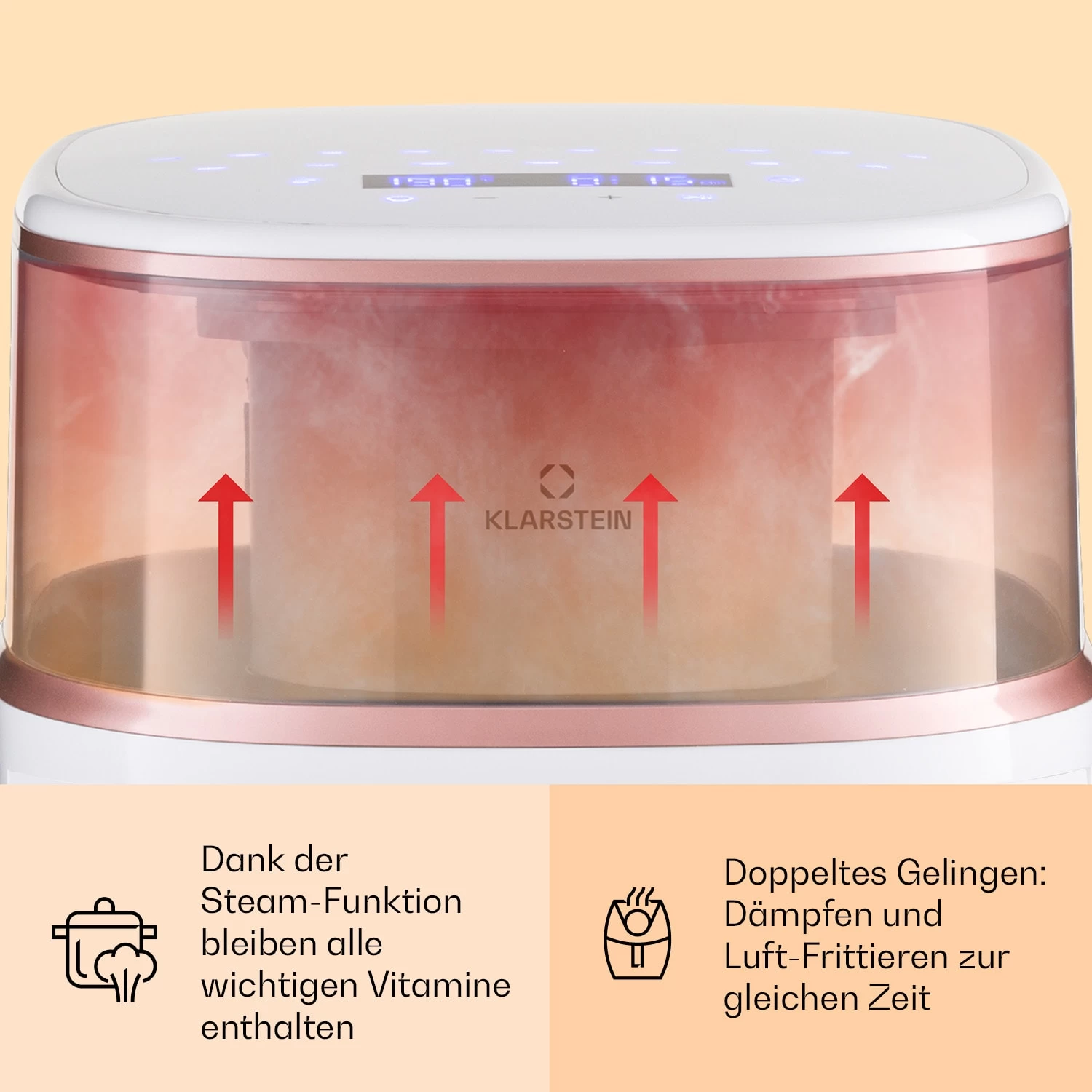 Air Bloom Heißluftfritteuse Dampffunktion 1500W 7,5 Liter 16 Programme 4 Air Bloom Heißluftfritteuse Dampffunktion 1500W 7,5 Liter 16 Programme – Bild 2