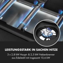 Valdosta 3.1 Gasgrill 3 X 2,8 KW + 2,5 KW Brenner Edelstahl Mobil -Klarstein 10040704 de 0005 logo