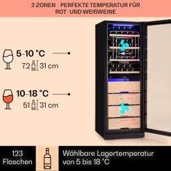 Barossa 123 Duo Weinkühlschrank 123 Fl 226 Ltr 2 Zonen Touch-Steuerung -Klarstein 10040721 de 0003 usp