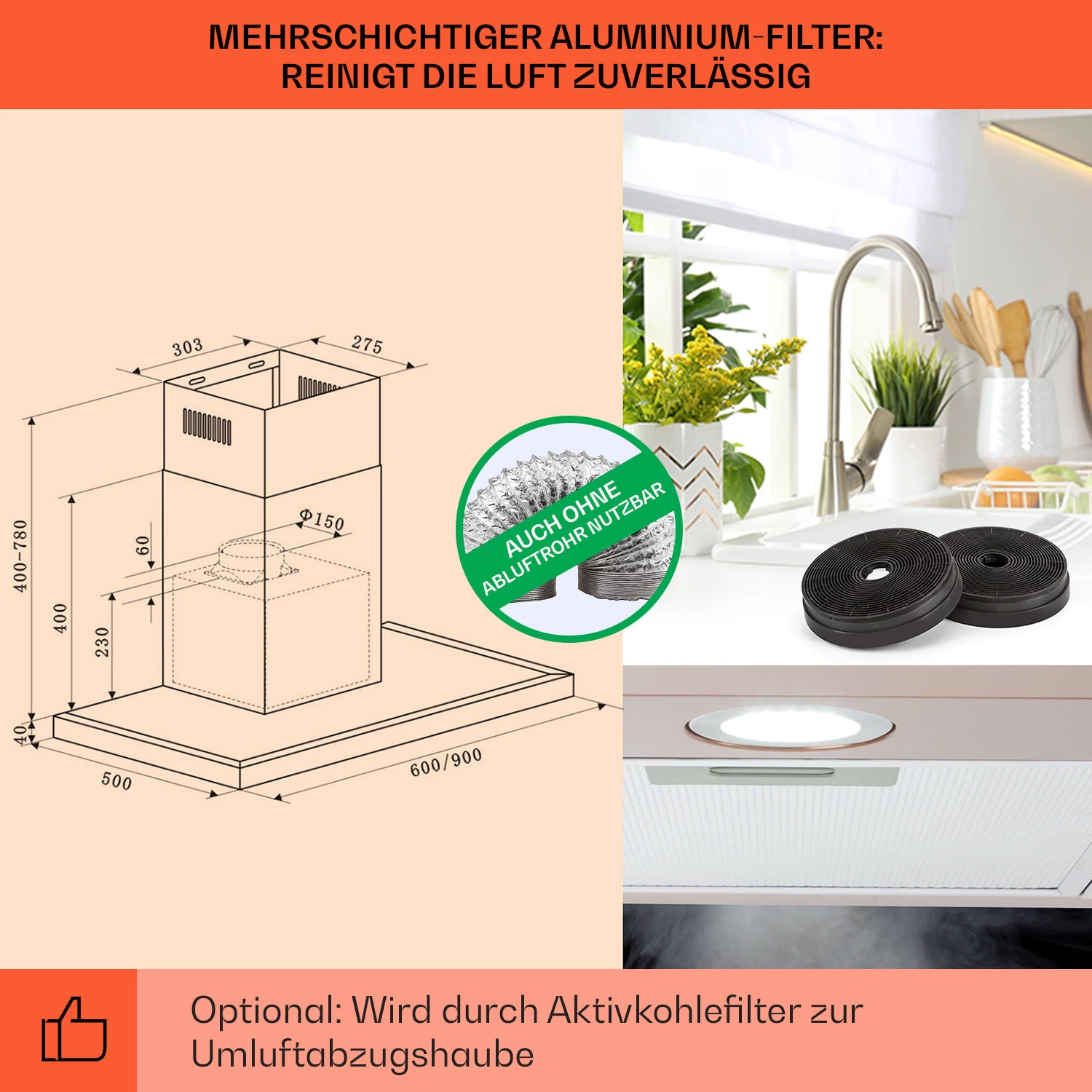 Limelight Dunstabzugshaube 60cm Wandhaube 600m³/h 7 Limelight Dunstabzugshaube 60cm Wandhaube 600m³/h – Bild 5