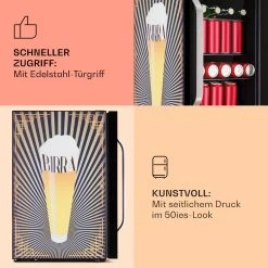Beersafe 70 Birra Edition Kühlschrank 70 Liter 3 Böden Glas Edelstahl -Klarstein 10041178 de 0004 usp