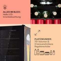 Beersafe 70 Birra Edition Kühlschrank 70 Liter 3 Böden Glas Edelstahl -Klarstein 10041178 de 0005 usp