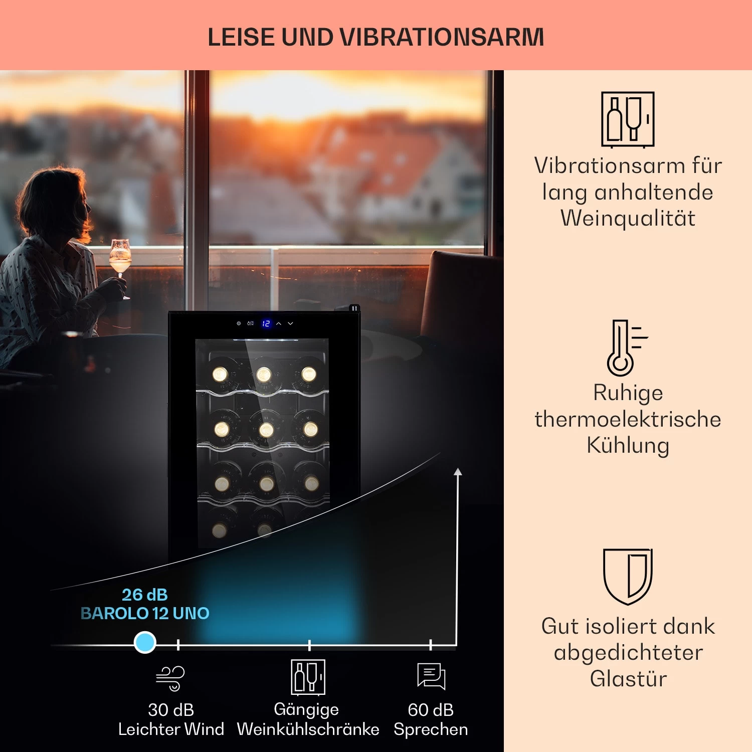 Barolo 12 Uno Weinkühlschrank 37 Ltr 12 Flaschen 11-18°C SingleZone 6 Barolo 12 Uno Weinkühlschrank 37 Ltr 12 Flaschen 11-18°C SingleZone – Bild 4