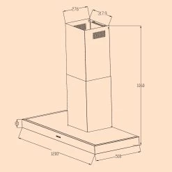 Limelight Dunstabzugshaube 120cm Wandhaube 570m³/h Touch 18 Limelight Dunstabzugshaube 120cm Wandhaube 570m³/h Touch -Klarstein 10041227 yy 0008 dimensions