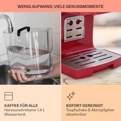 BellaVita Kaffeemaschine 3-in-1 1450 W 20 Bar Milchschäumer -Klarstein 10041240 de 0006 usp