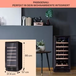 Vinovilla 29 Built-In Weinkühlschrank 81 L / 29 Fl. 1 Zone Glastür Edelstahl -Klarstein 10041309 de 0006 logo