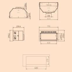 Camila Dunstabzugshaube Einbau 70 Cm 397 M³/h LED Touch Edelstahl -Klarstein 10041346 yy 0011 dimensions