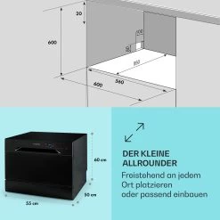 Havasia UV 8 Geschirrspüler UV-Licht Freistehend / Einbau 1620W -Klarstein 10041829 de 0005 usp