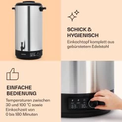 Abbey 60 Einkochautomat Getränkespender 60L 100°C 180min Edelstahl 13 Abbey 60 Einkochautomat Getränkespender 60L 100°C 180min Edelstahl -Klarstein 10041840 de 0004 logo