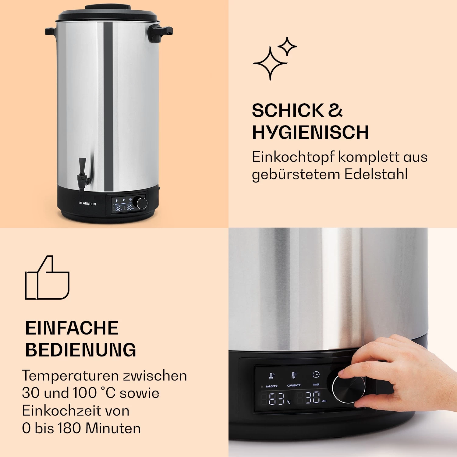 Abbey 60 Einkochautomat Getränkespender 60L 100°C 180min Edelstahl 6 Abbey 60 Einkochautomat Getränkespender 60L 100°C 180min Edelstahl – Bild 4