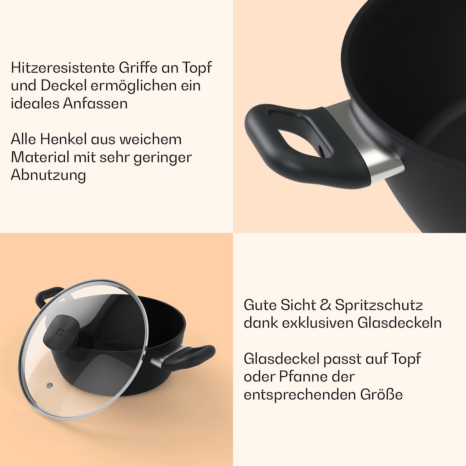 Noto Endurance Kochtopf Ø24cm Geschmiedetes Aluminium Deckel Induktion PTFE-Antihaftbeschichtung 9 Noto Endurance Kochtopf Ø24cm Geschmiedetes Aluminium Deckel Induktion PTFE-Antihaftbeschichtung – Bild 7