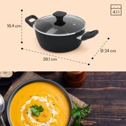 Noto Endurance Kochtopf Ø24cm Geschmiedetes Aluminium Deckel Induktion PTFE-Antihaftbeschichtung 19 Noto Endurance Kochtopf Ø24cm Geschmiedetes Aluminium Deckel Induktion PTFE-Antihaftbeschichtung -Klarstein 10045007 yy 0009 dimensions