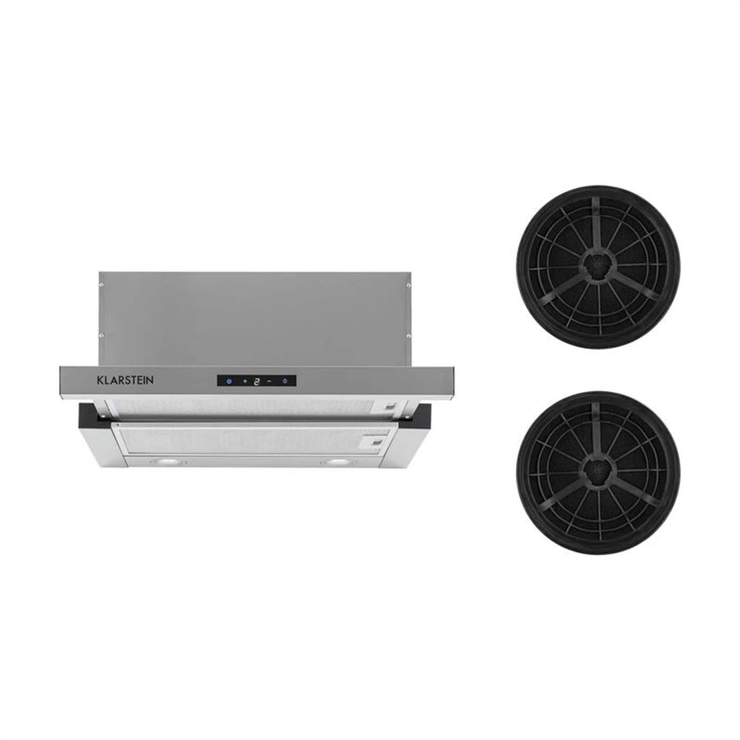 Vinea Dunstabzugshaube Umluftset 60cm 610m³/h Aktivkohlefilter Silber