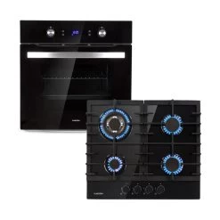 Gusteau Ignito Einbau-Ofen-Set Elektro / Gas 64Ltr Schwarz Edelstahl